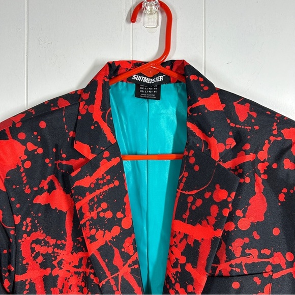 Suitmeister Black Halloween Black Spatter Suit with Tie Large (42-44) - Picture 7 of 14